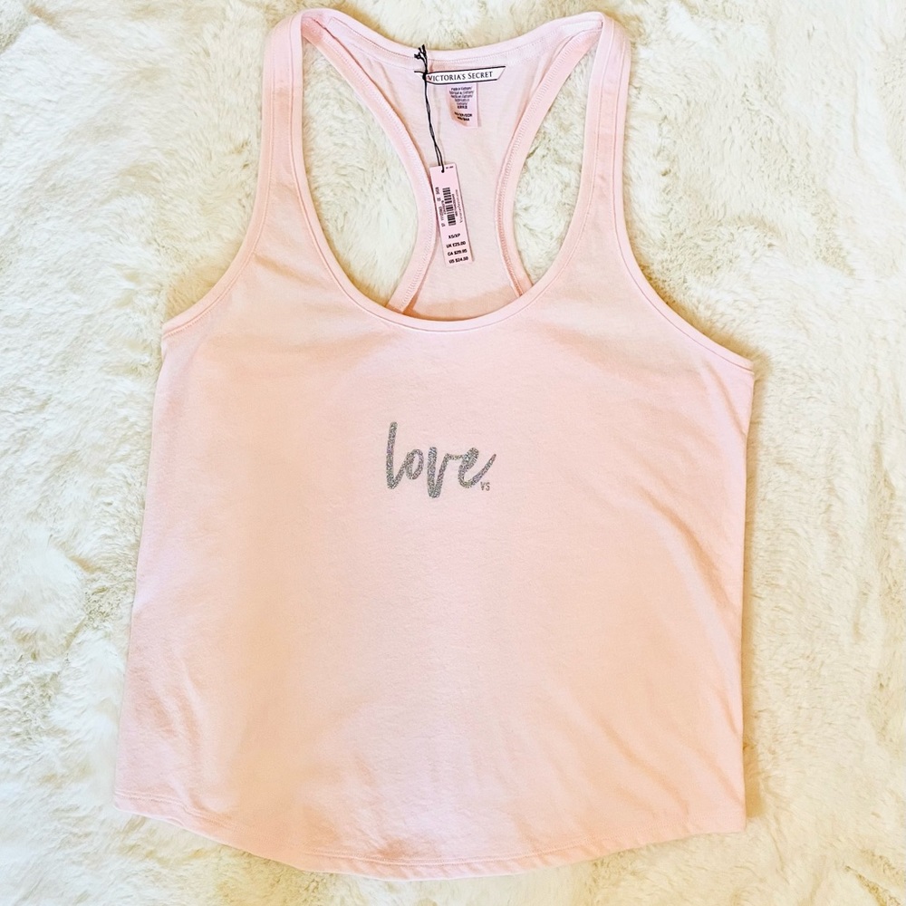 NWT Victoria’s Secret Pink Sparkle Love Racerback Tank Top